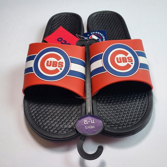 FOCO Chicago Cubs Stripe Raised Slide Sandals Men size 11-12 - Picture 2 of 9